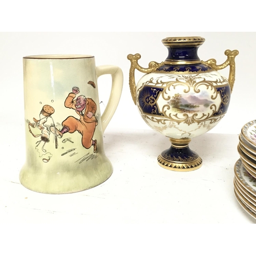 871 - A Royal Grafton bone China Malvern porcelain tea and dinner a comical Doulton character jug and a ha... 