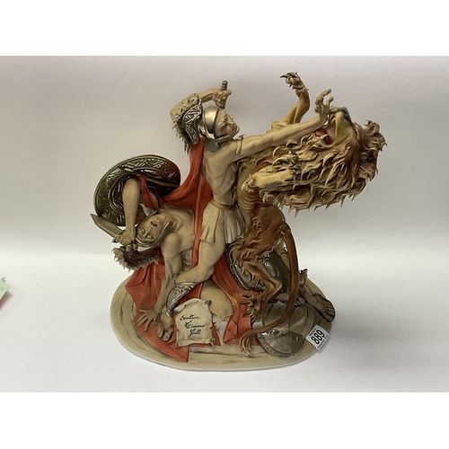 889 - A large porcelain Capodimonte group figure of Spartacus and the Lion, signed Tiziano Galli, 39.5cm. ... 