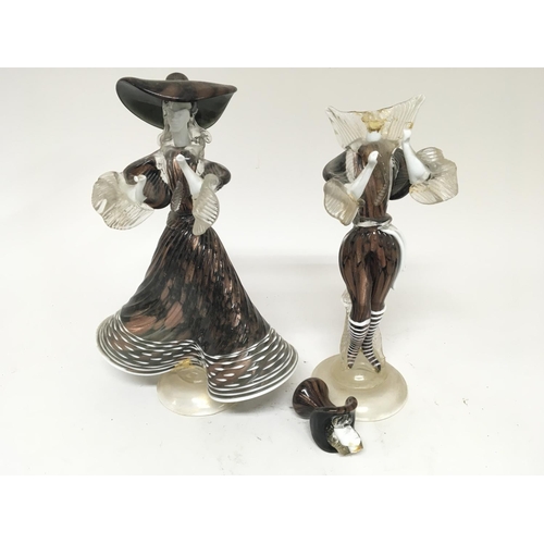 958 - Two Murano glass dancing figures one damaged height 31cm