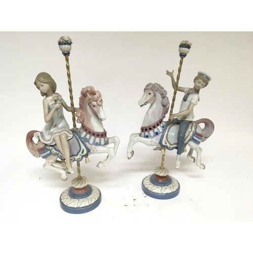 969 - Two Lladro carousel horse figures no obvious damage height 40cm