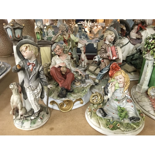 997 - A collection of seven Capodimonte Figures Of traditional design, slight damage to all