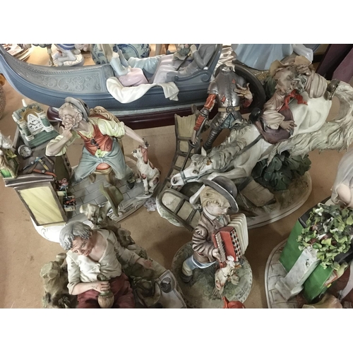 997 - A collection of seven Capodimonte Figures Of traditional design, slight damage to all