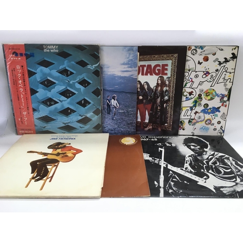 117 - Seven rock LPs by various artists including Led Zeppelin, Jimi Hendrix, Black Sabbath and The Who, i... 