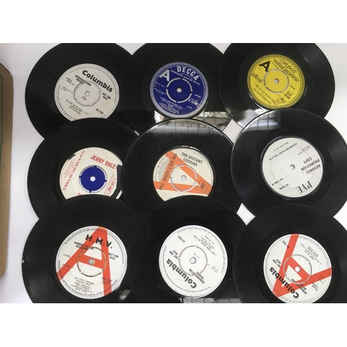 135 - A box of 7inch singles and EPs including various promotional records and a demo disc.