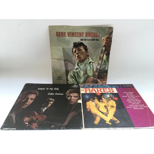 154 - Three first UK pressings of rock n roll LPs comprising 'Gene Vincent Rocks', 'Singin To My Baby' by ... 