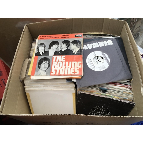 159 - A box containing a collection of 7inch singles and EPs by various artists including The Rolling Ston... 