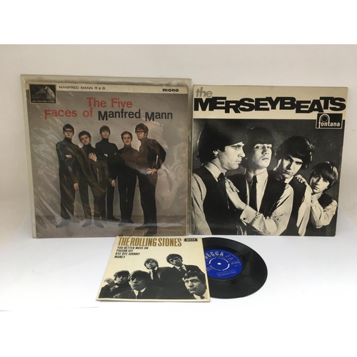 164 - Two 1960s LPs by The Merseybeats and Manfred Mann plus a Rolling Stones EP (3).