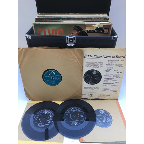 178 - A record case of Elvis Presley LPs, 7inch singles and 78s.