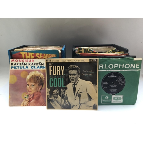 211 - Two record cases of 7inch singles and EPs by various artists including The Beatles, Billy Fury, Yard... 