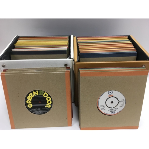 23 - Four record cases of 7inch singles by various rock, pop, reggae and soul artists.