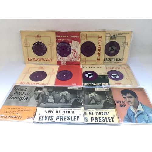 260 - Twelve Elvis Presley EPs and 7inch singles including some purple and gold HMV singles.