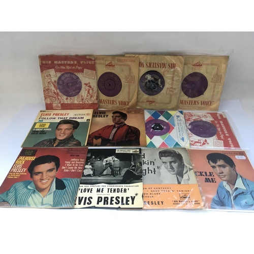 261 - Twelve Elvis Presley EPs and 7inch singles including purple and gold HMV labels.