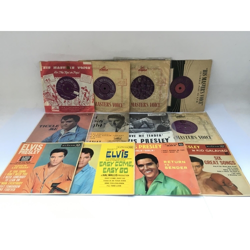 262 - Twelve Elvis Presley EPs and 7inch singles including purple and gold HMV labels.