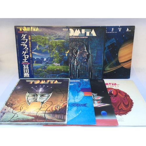 281 - Seven Tomita LPs including Japanese imports complete with obi strips.