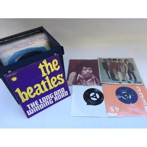 282 - A record case of 7inch singles and EPs by various artists including The Beatles, The Rolling Stones,... 