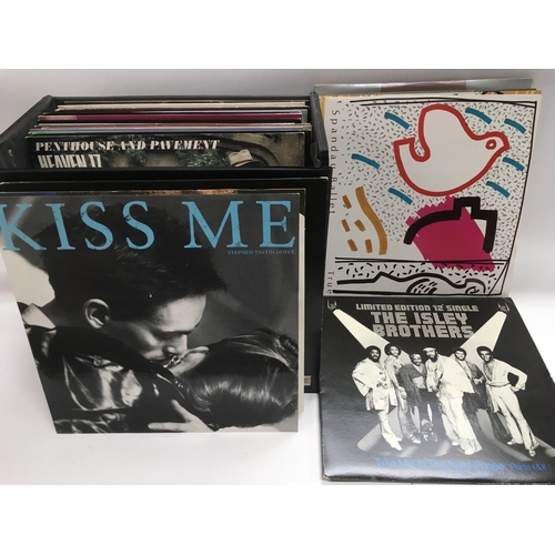 29 - A record case of LPs and 12inch singles by various soul, pop and disco artists including Earth, Wind... 