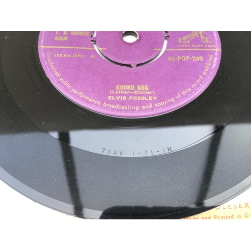 300 - Two collectable 7inch singles comprising 'Hound Dog/Don't Be Cruel' on purple and gold HMV labels to... 