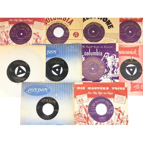 301 - Ten collectable 7inch singles comprising mainly purple and gold labels, artists including Elvis Pres... 