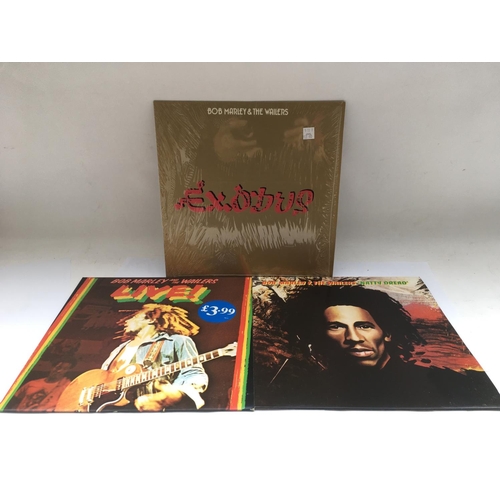 348 - Three Bob Marley LPs comprising Exodus, Natty Dread and Live!