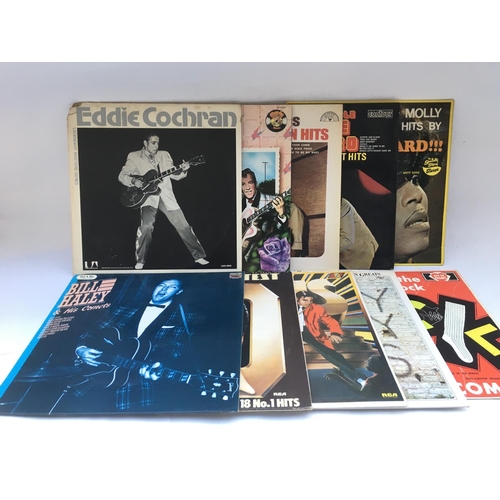 351 - A collection in two bags of rock n roll and skiffle LPs and EPs by various artists including Gene Vi... 