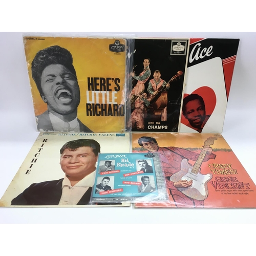 60 - Five rock n roll LPs and one EP by artists including Little Richard, Ritchie Valens, Gene Vincent an... 