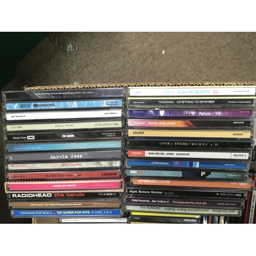 87 - A box of approx 90 CDs by various artists including Led Zeppelin, Jihn Lennon, Blur, Nirvana, The Ki... 