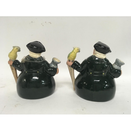 1013 - 2 Doulton character teapots of Long John Silver. Circa 1989