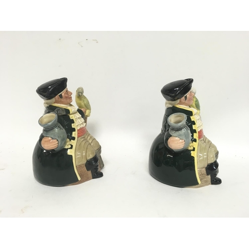 1013 - 2 Doulton character teapots of Long John Silver. Circa 1989