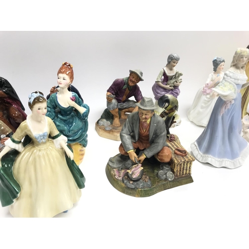 1091 - Collection of various figurines with the majority being royal Doulton.