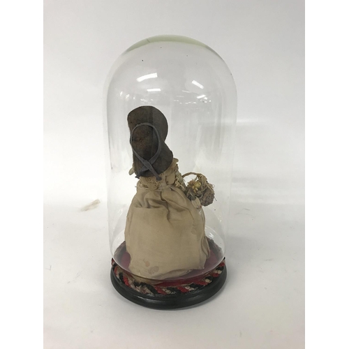 1107 - Victorian China head doll under glass dome