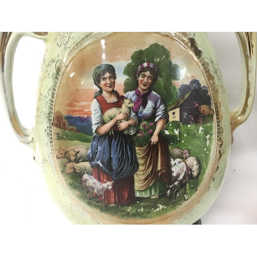 1130 - Victorian vases depicting country & nature scenes