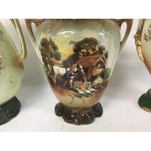 1130 - Victorian vases depicting country & nature scenes