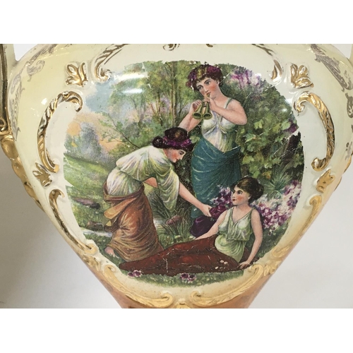 1130 - Victorian vases depicting country & nature scenes