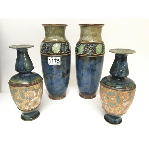 1175 - Two pairs of Royal Doulton stoneware vases no obvious damage or restoration. Hight 26cm