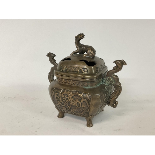 1235 - 19th century bronze censor with embossed figures