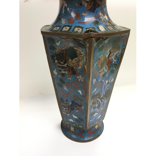 1256 - A box of Cloisonne vases, tallest approx 39cm.