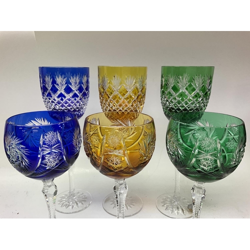 1266 - A collection of bohemian coloured wine glasses