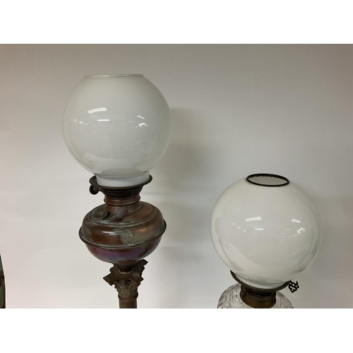 1270 - Oil lamps with pearl white shades