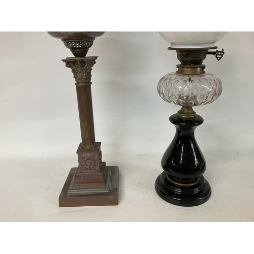 1270 - Oil lamps with pearl white shades