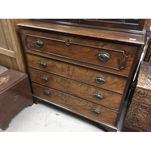 1392 - A Quality George III Mahogany Secretaire bookcase the dentil moulded cornice above glazed doors abov... 