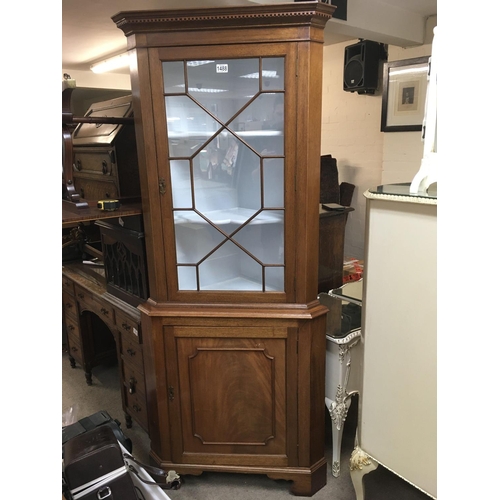 1488 - A modern corner display cabinet. 185cm