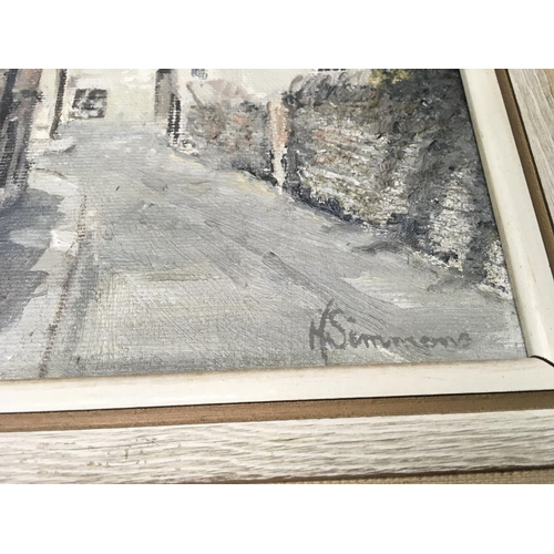 1524 - Framed study of cotwold street by M Simmons NO RESERVE