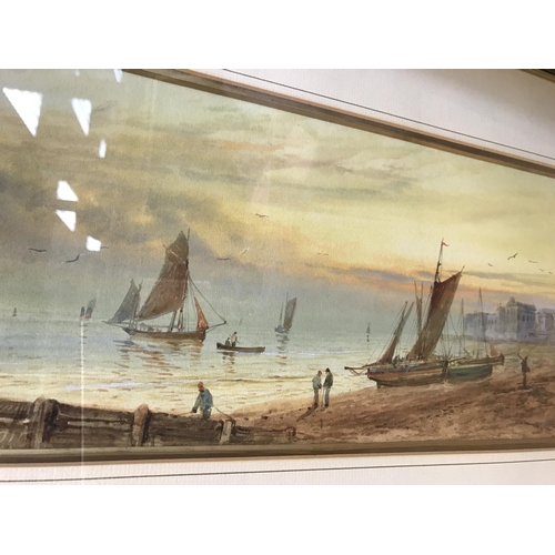 1546 - A Collection of five watercolour costal views landscape views Street scenes.