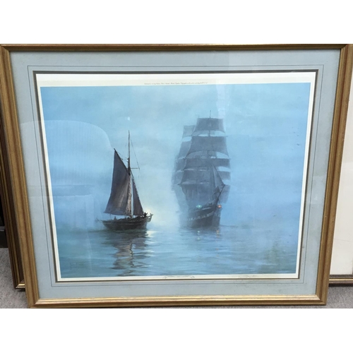 1578 - 3 Large Montague Dawson pencil signed galleon Battle of Trafalgar prints together with unsigned edit... 