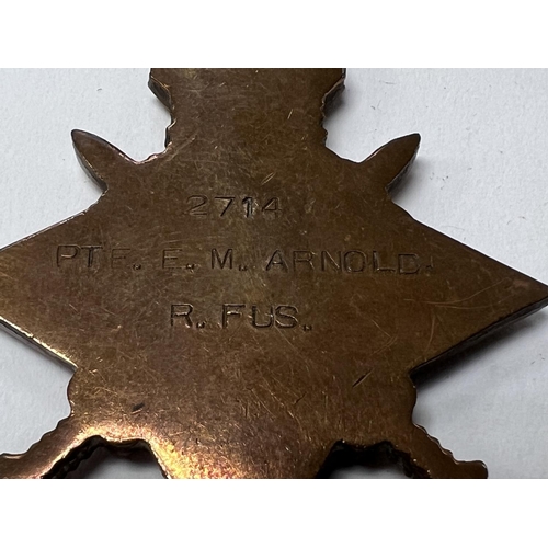 1651 - 4 WW1 Medal group awarded to Pte E.M Arnold, 2714, 1st London Regiment. ( Edward M Arnold), awarded ... 