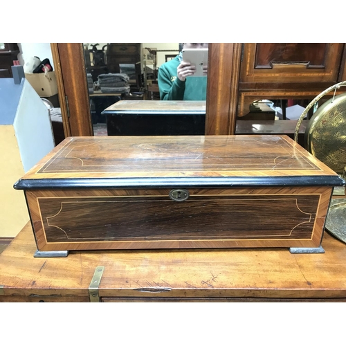 2386 - Victorian rosewood music box, approximately 58x16cm