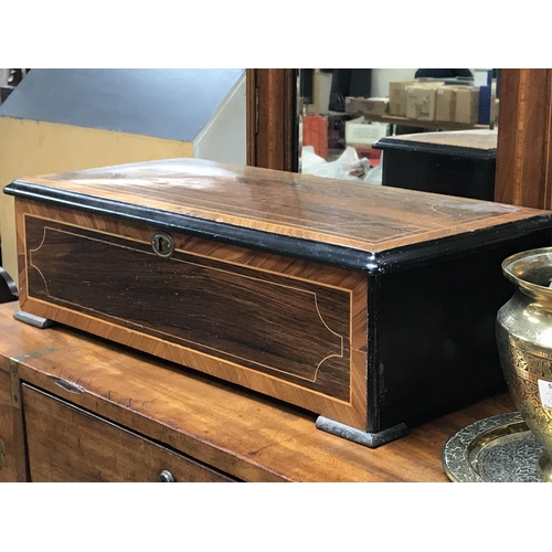 2386 - Victorian rosewood music box, approximately 58x16cm