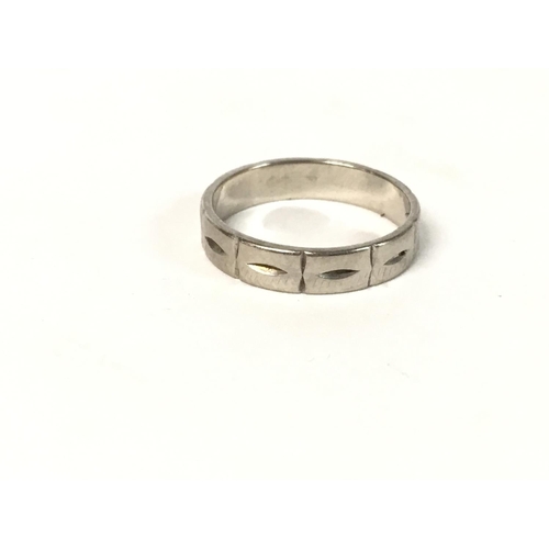 870 - 18ct white gold band. Size L and 3.44g.