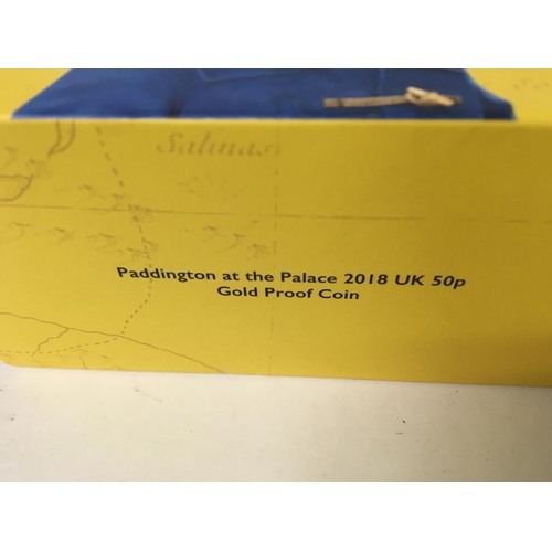 891 - A gold proof 2018 50 p .Paddington at the palace