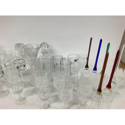 960 - Cut glass including decanters, glasses and decorative china including Royal Worcester figurines- The... 